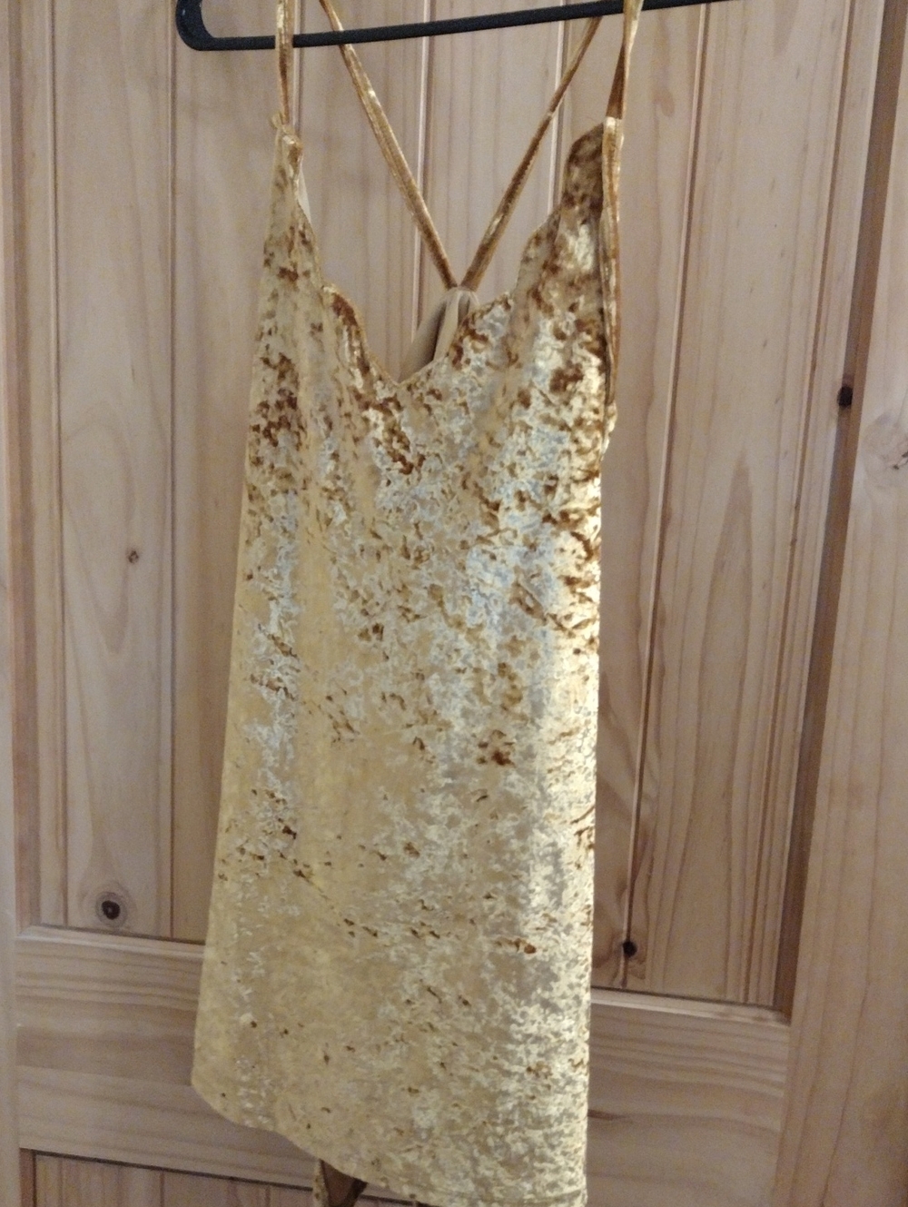 Umgee Gold Crushed Velvet Slip Mini Dress
